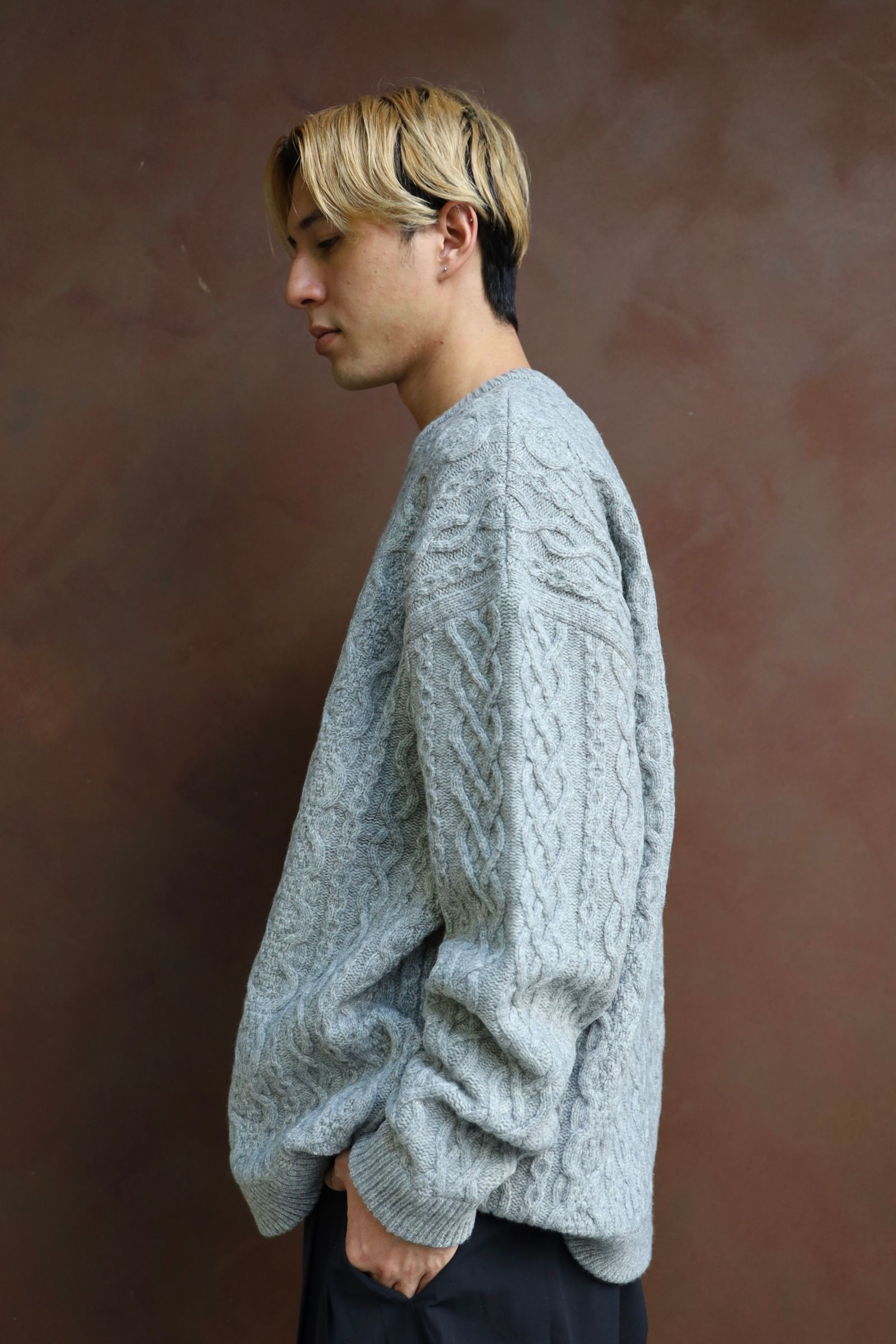 S.F.C 24FW エスエフシー CABLE CREW KNIT(SFCFW24KNO1)Gray MIX☆11月16日(土)発売！