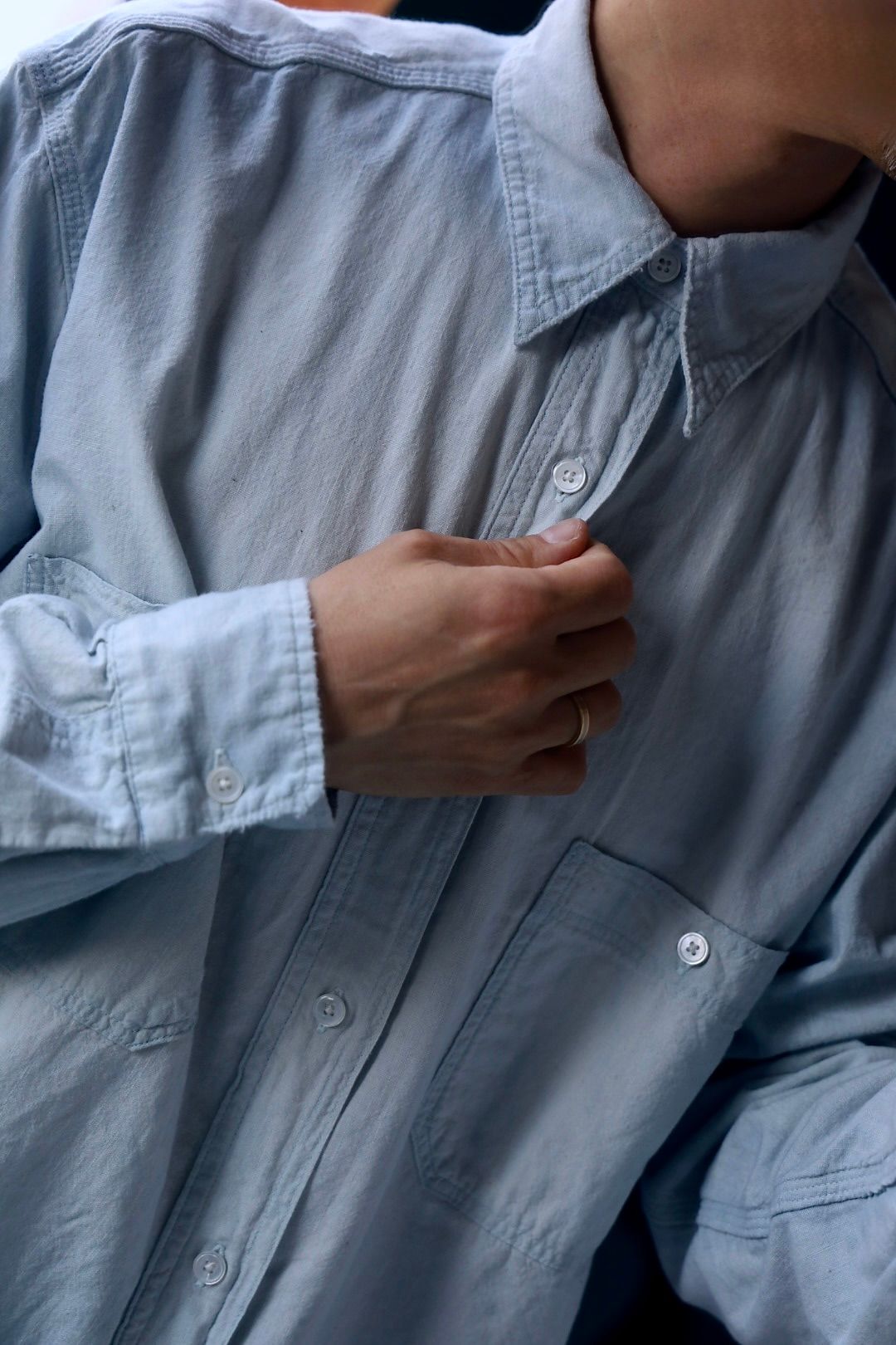 トップス 25aw A.PRESSE Vintage Chambray Shirts 2 A.PRESSE 25AW Vintage Chambray Shirt – Vintage Concept Store