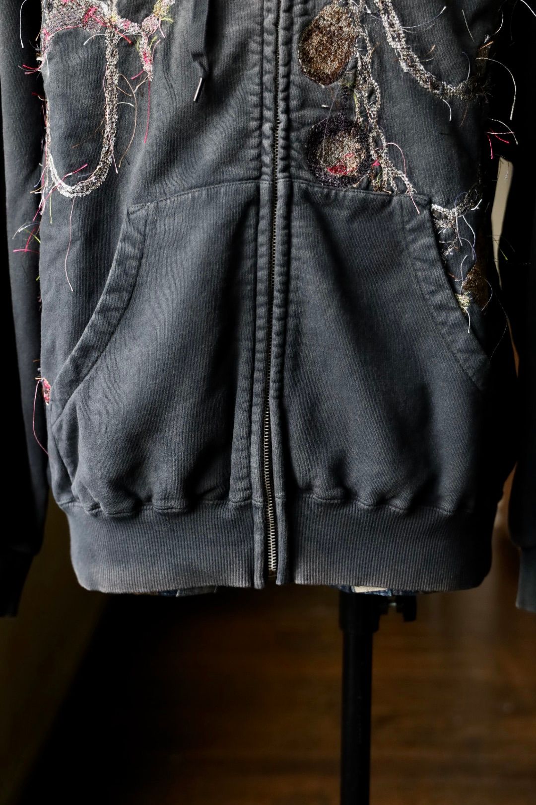 doublet 25AW EMBROIDERED CHAIN ZIP-UP HOODIE (25AW43CS405) GREY