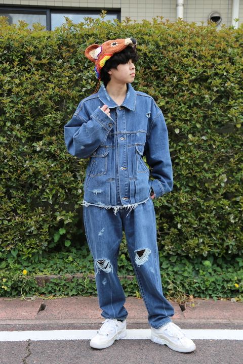 doublet 21ss DAMAGED SILK DENIM JACKET(21SS05BL114) style 2021.04.14.
