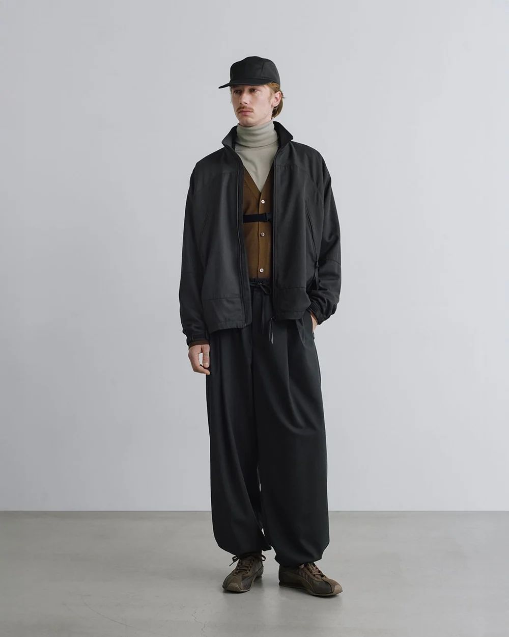 グラフペーパー Melange Pique Zip-up Stand Collar Jacket(GM263-30441)BLACK☆9月26日(土)発売！