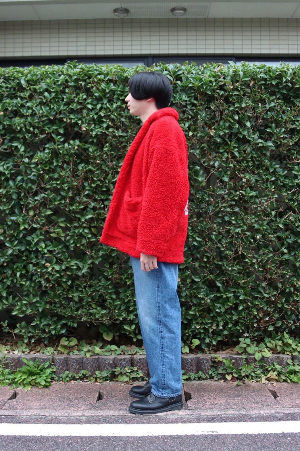 doublet HAND-PAINTED RECYCLE FUR JACKET"RED style"