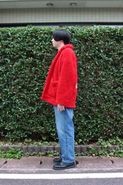 doublet HAND-PAINTED RECYCLE FUR JACKET"RED style"