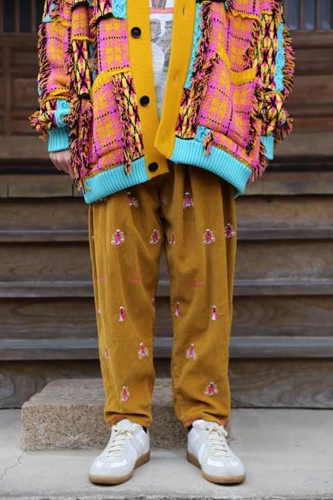 KIDILL 2020A/W 新作Chaotic Argyle Tartan Cardigan"Yellow×Pink" style.2020.11.23.