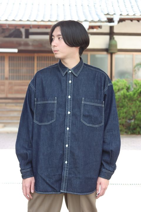 Graphpaper Denime Regular Collar Shirt(GM213-50077B) style.2021.10.3