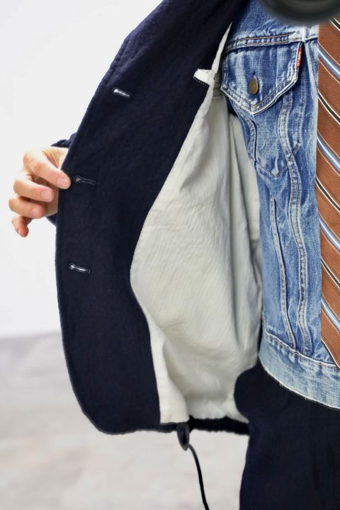 COMME des GARCONS HOMME ウールサージ製品縮絨3Bジャケットセットアップ"NAVY"スタイル2025.10.5.