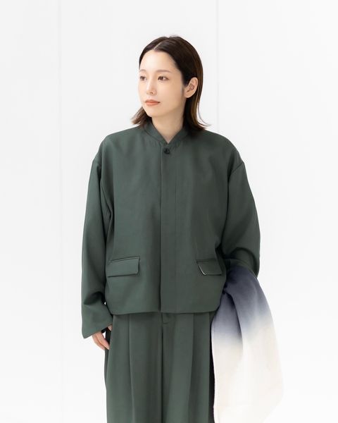グラフペーパー Women's  25AW Techno Wool Nylon Stand Collar Short Jacket(GL253-20317)GREEN☆9月27日(土)発売！