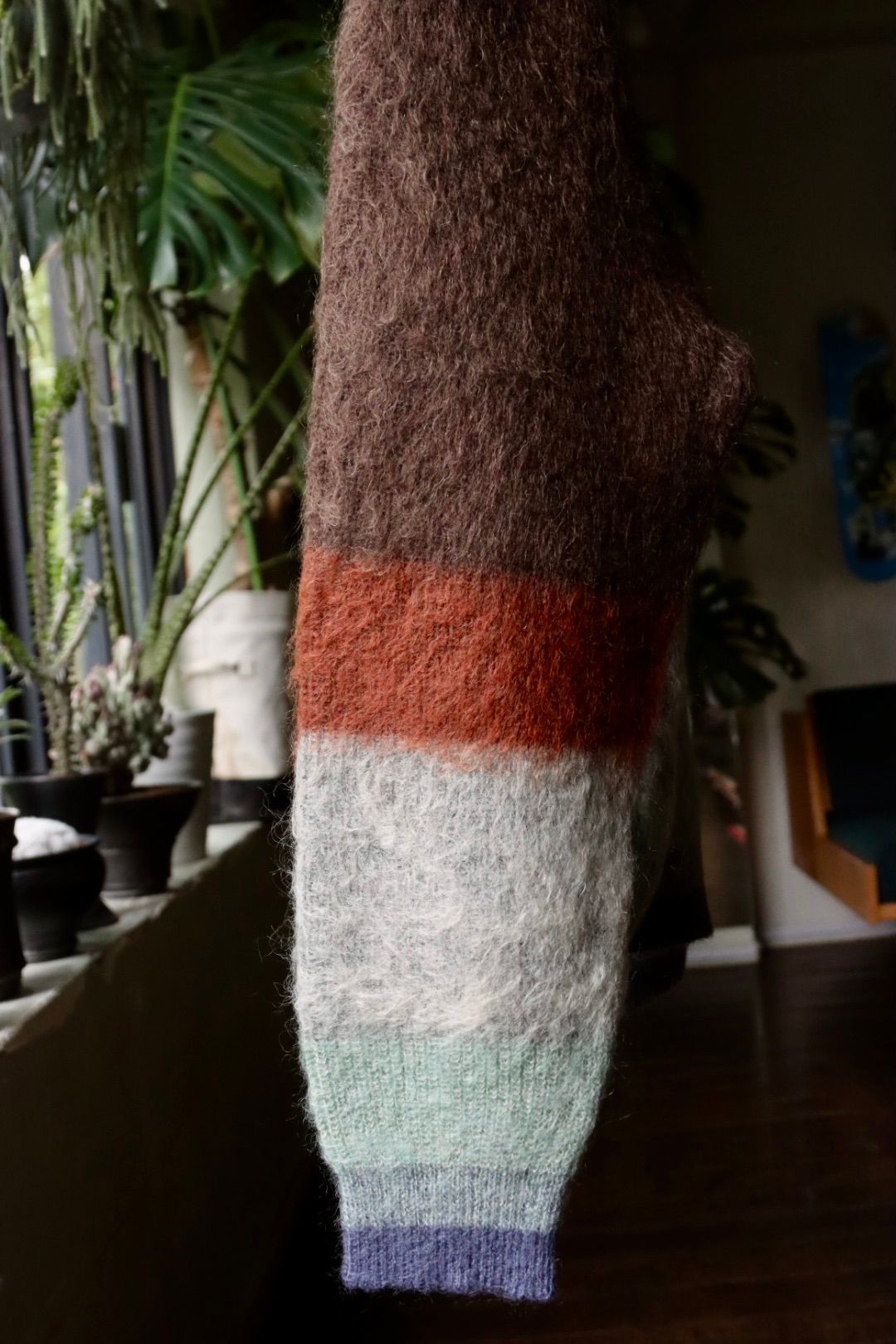 ヨーク23AW MOHAIR BORDER CREWNECK SWEATER(YK23FW0572S)BROWN