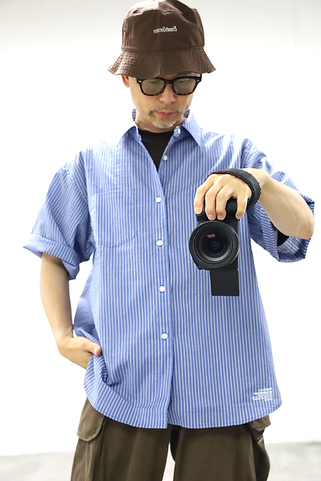 FreshService 26SS HRAFTeX® S/S STRIPE SHIRT"BLUE STRIPE"スタイル