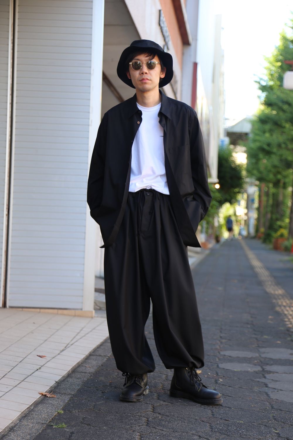 yohji yamamoto C/Lブロード プルオーバーワイドシャツ　ブラック