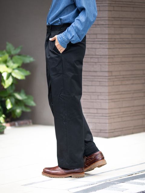 Graphpaper Westpoint Chino Wide Straight Trousers (BLACK) MARKスタイル