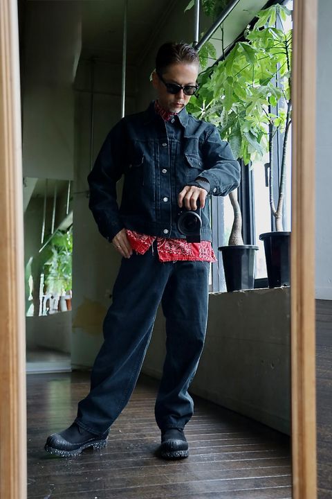 A.PRESSE アプレッセ 2025 STYLE2 Black Denim Jacketスタイル.2025.9.14.