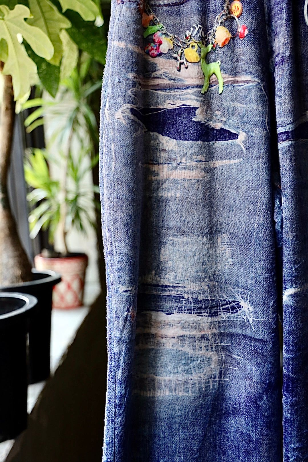 トーキングアバウト ジ アブストラクション 25AW FLEECE DENIM PRINT WIDE PANTS (2526AW-PT-005)BLUE☆新作発売！