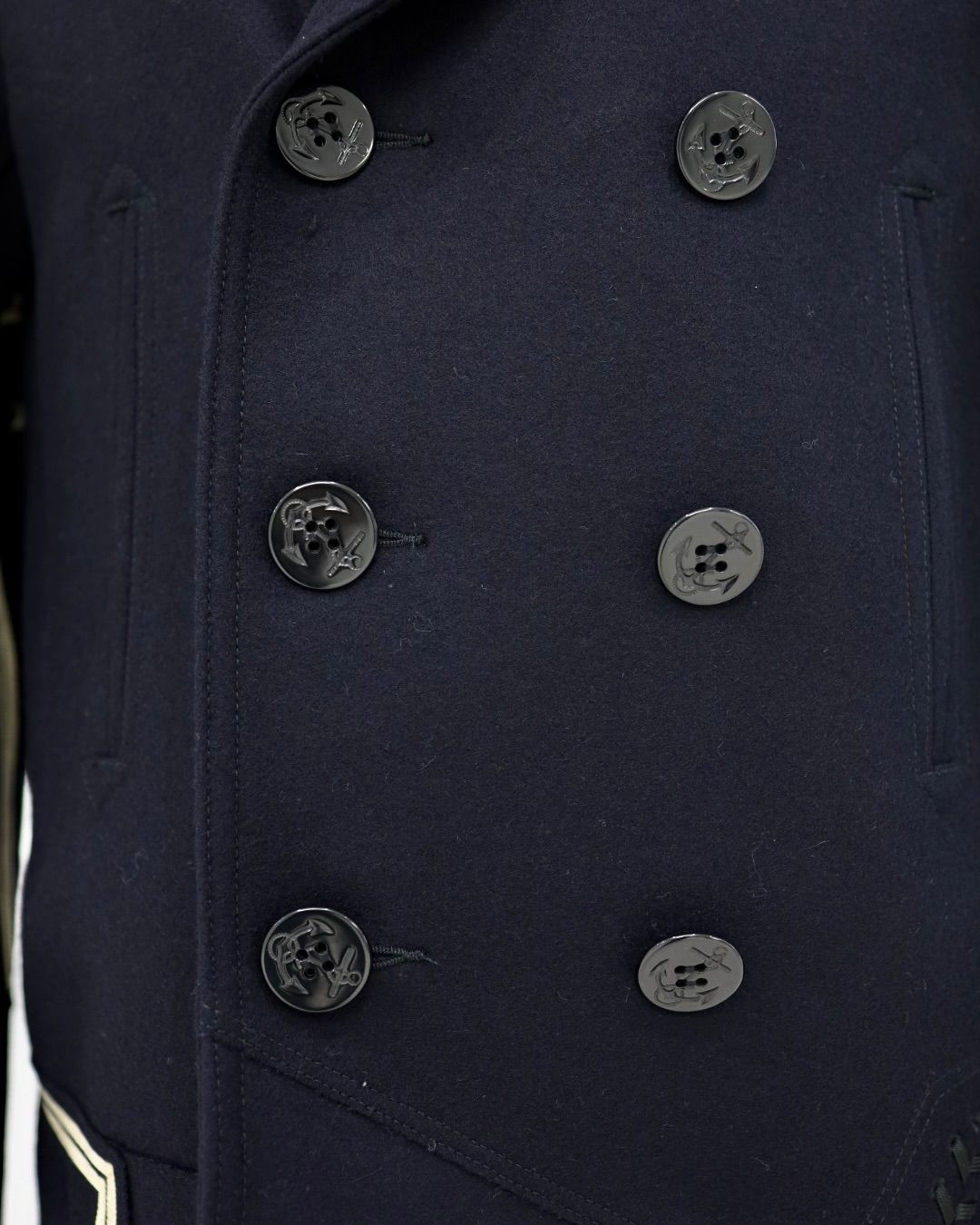 ジュンヤワタナベマン 26FW ウールナイロンメルトン NEEDLES Wネーム Pコート (WR-J105-051)NAVY☆10月2日(金)発売！