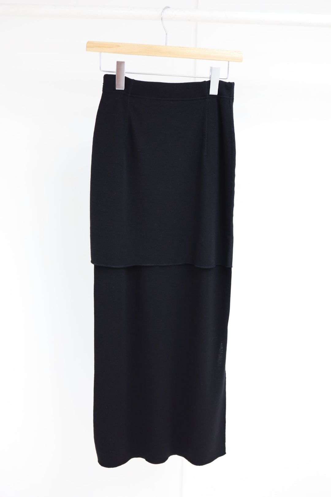 【Women's】プロダクトトゥエルブ  Super 140’s Melino Wool Layered Long Skirt(26SS-WCS07)BLACK☆新作発売！