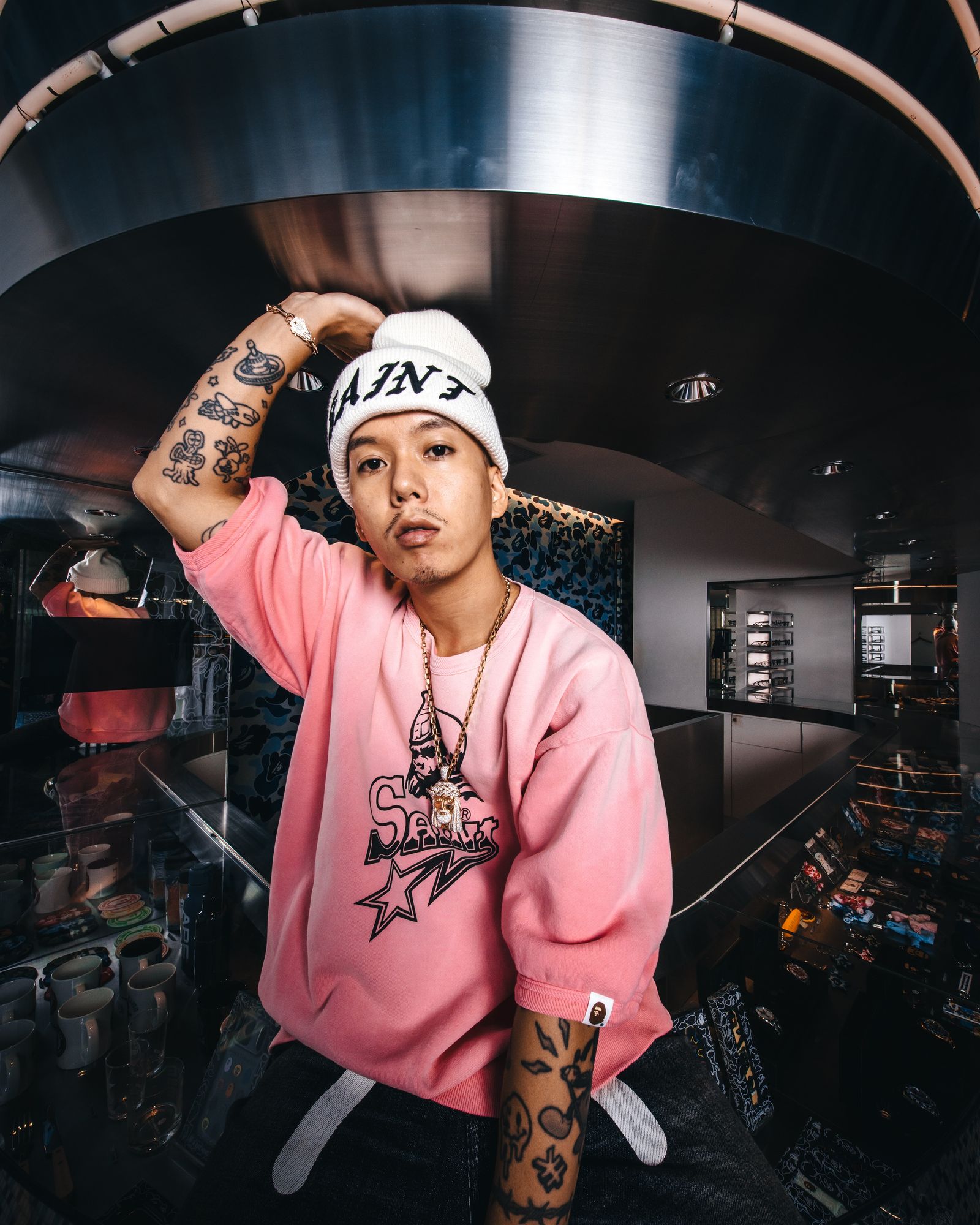 セントマイケル 26SS BAPE_SS CRW N SWT/SNT STAR(SM-MK8-0000-C51)PINK☆2月7日(土)10:00発売！