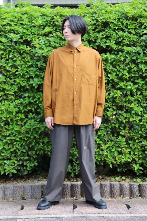 Graphpaper Broad L/S Oversized Regular Collar Shirt(GM212-50110B) style.2021.5.22