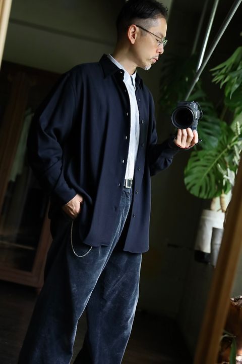 A.PRESSE Wool Regular Collar Shirtスタイル