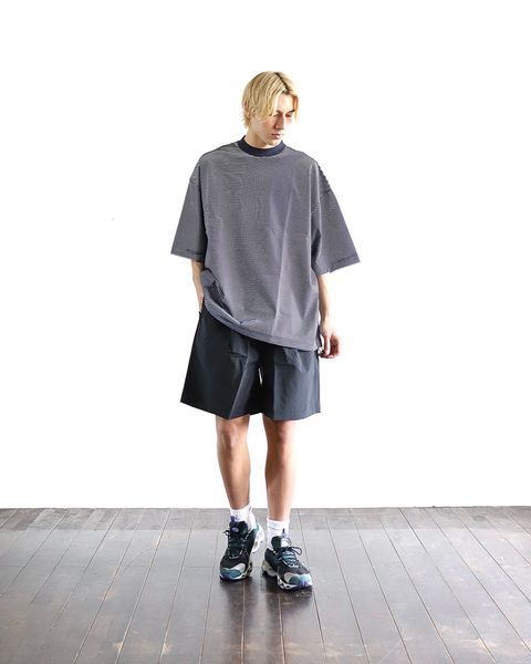 イズネス 24SS BALLOON BORDER SHORT SLEEVE T-SHIRT(NAVY) style 2024.4.5