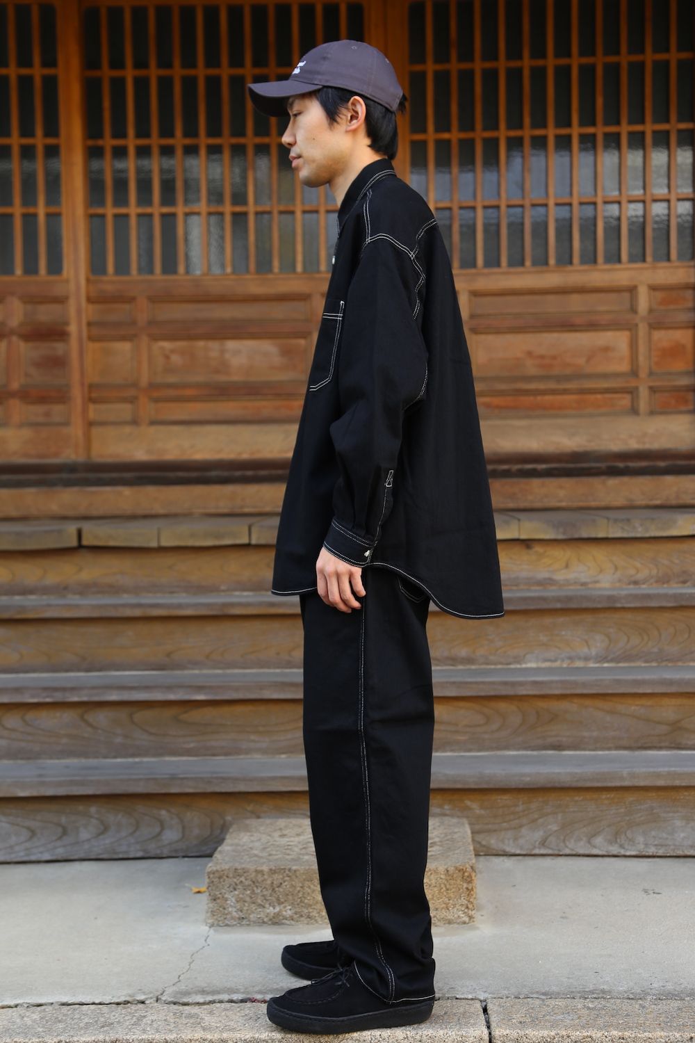 Graphpaper Denime Regular Collar Shirt& Denime Five Pocket Pants "BLACK"Style.2020.12.14.