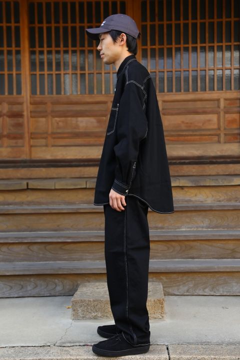 Graphpaper Denime Regular Collar Shirt& Denime Five Pocket Pants "BLACK"Style.2020.12.14.