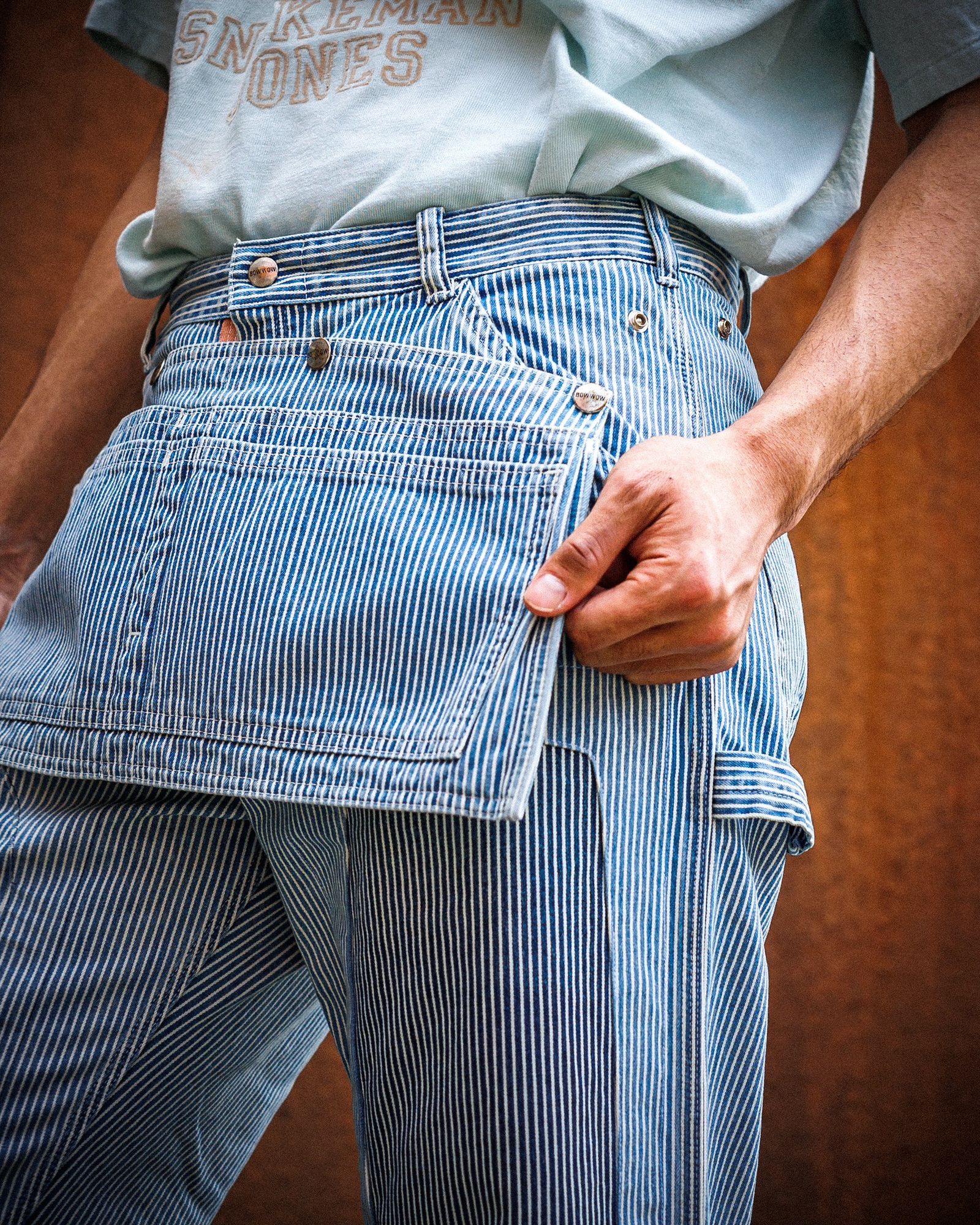 BOW WOW バウワウ HICKORY PAINTER PANTS with SEPARATE APRON(BW251-HPPA)HICKORY STRIPE AGING