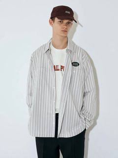 セダンオールパーパス23FW OVAL LOGO WORK SHIRT(SD23F-SH01)GREY STRIPE
