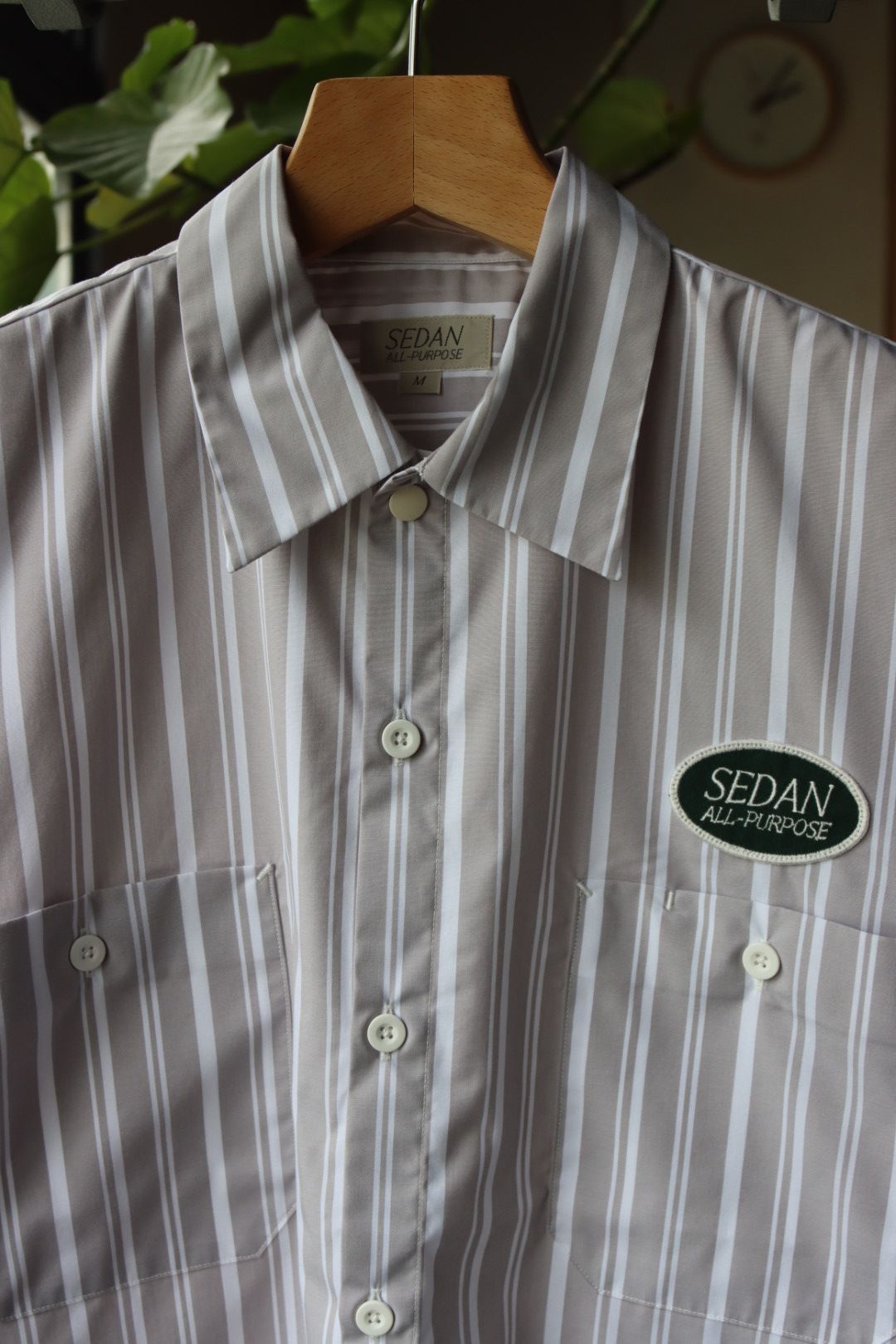 セダンオールパーパス23FW OVAL LOGO WORK SHIRT(SD23F-SH01)GREY STRIPE