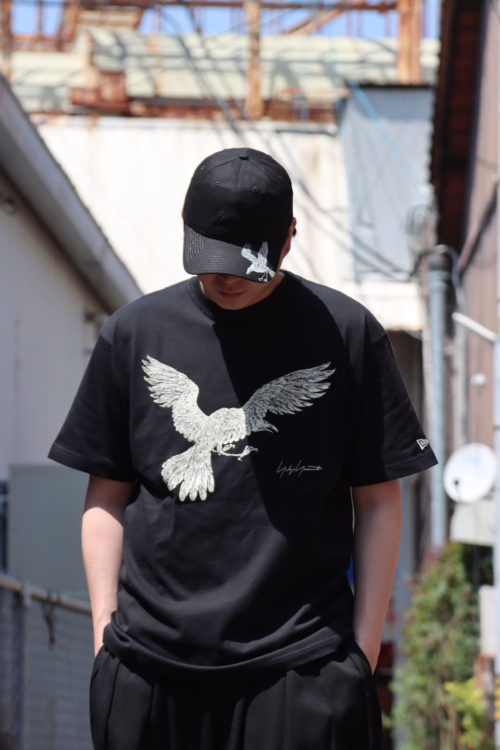 Yohji Yamamoto×New Era CROW PRINT SHORT SLEEVES COTTON TEE style