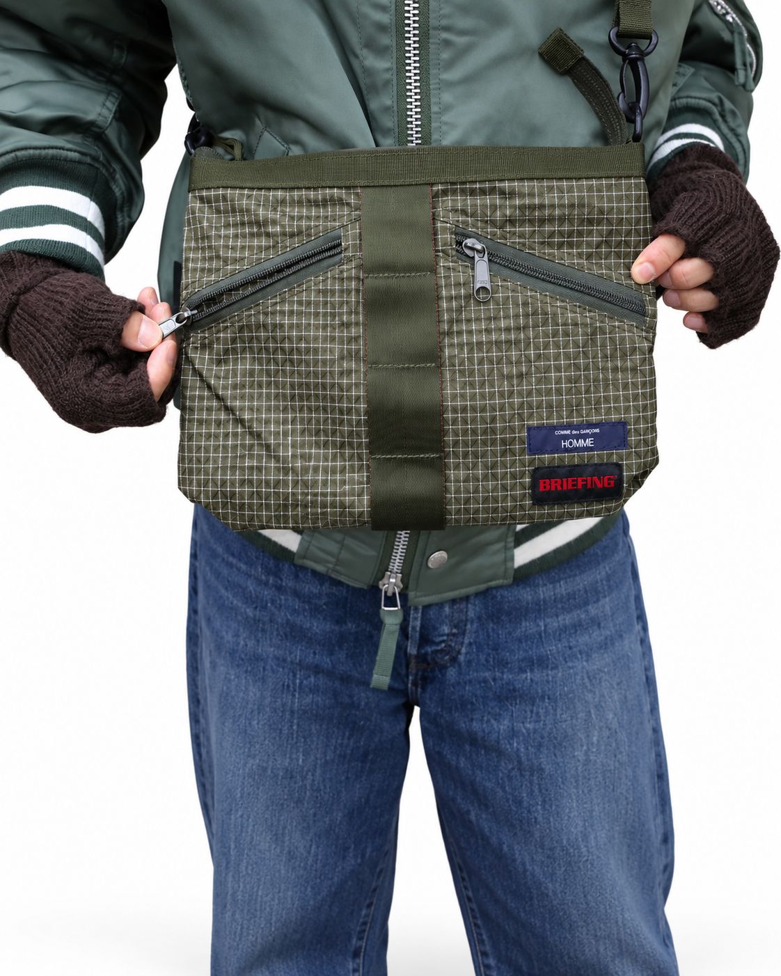コムデギャルソンオム バッグ BRIEFING W-NAME REVERSIBLE SACOCHE(HR-K209-051)KHAKI×KHAKI☆10月2日(金)発売！
