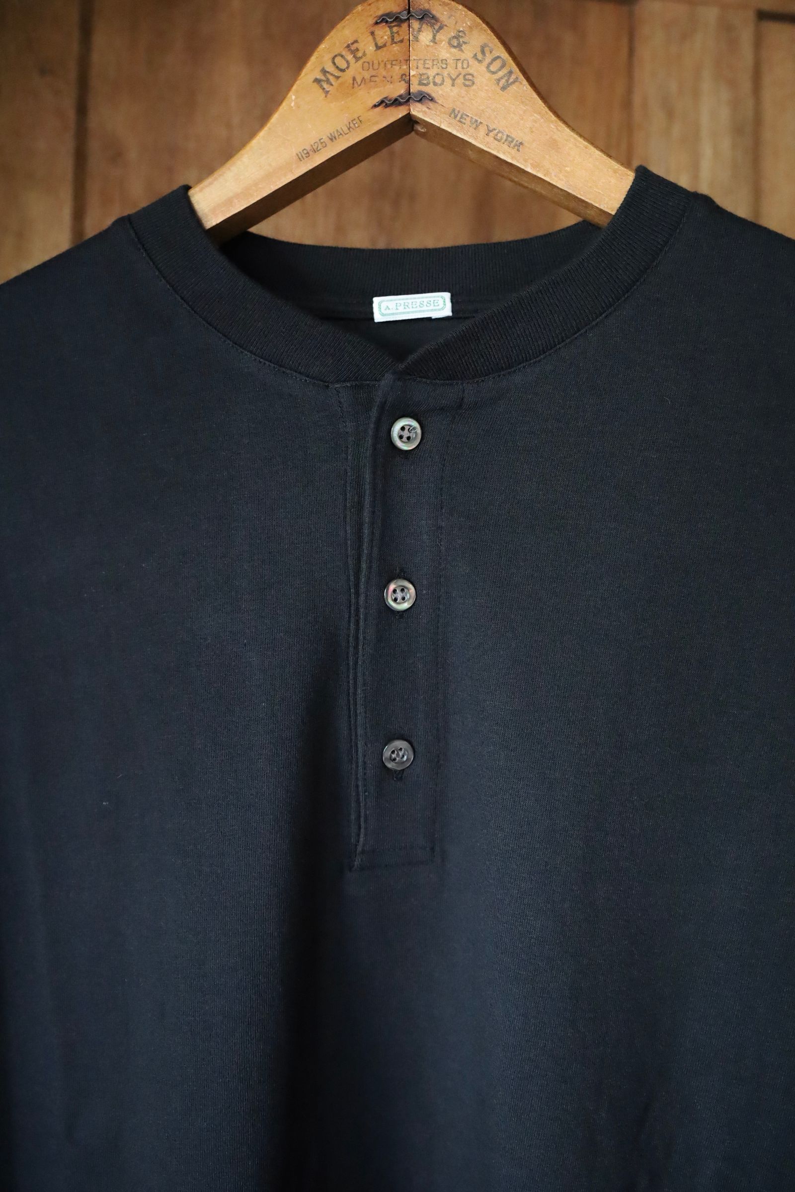 アプレッセ2025 STYLE2 Cashmere Blend L/S Henley Neck Shirt(25AAP-05-03)BLACK