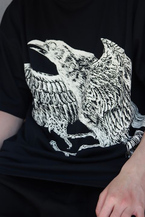 Yohji Yamamoto×New Era CROW PRINT OVERSIZED PERFORMANCE S/S TEE style.2022.4.12.