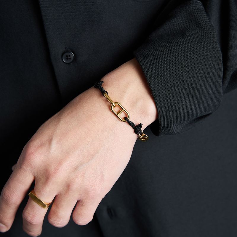 XOLO JEWELRY ショロジュエリー / Anchor Link Silk Code Bracelet-Gold- (XOCB004G)BLACK☆6月17日発売！