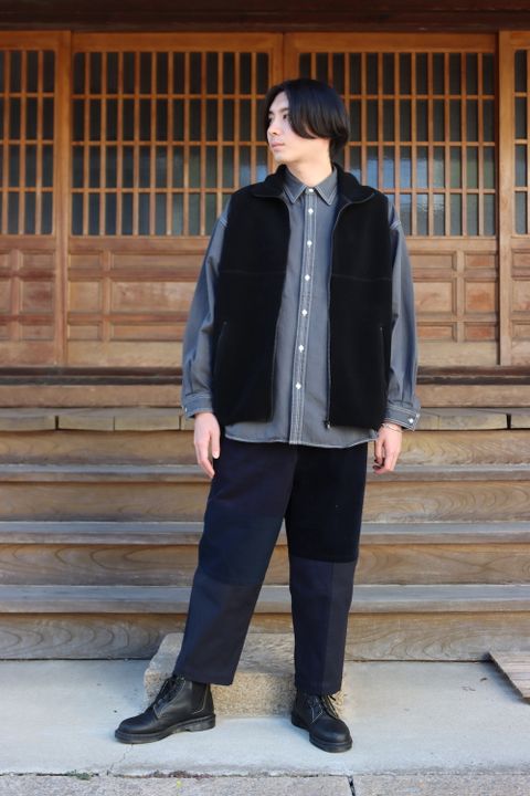 Graphpaperb Wool Boa Zip-Up Vest(GU213-70205B) style.2021.10.10