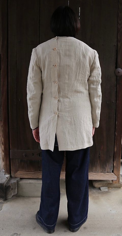 Yohji Yamamoto N-襟なし左身釦あきリネンジャケットstyle.2021.3.17.