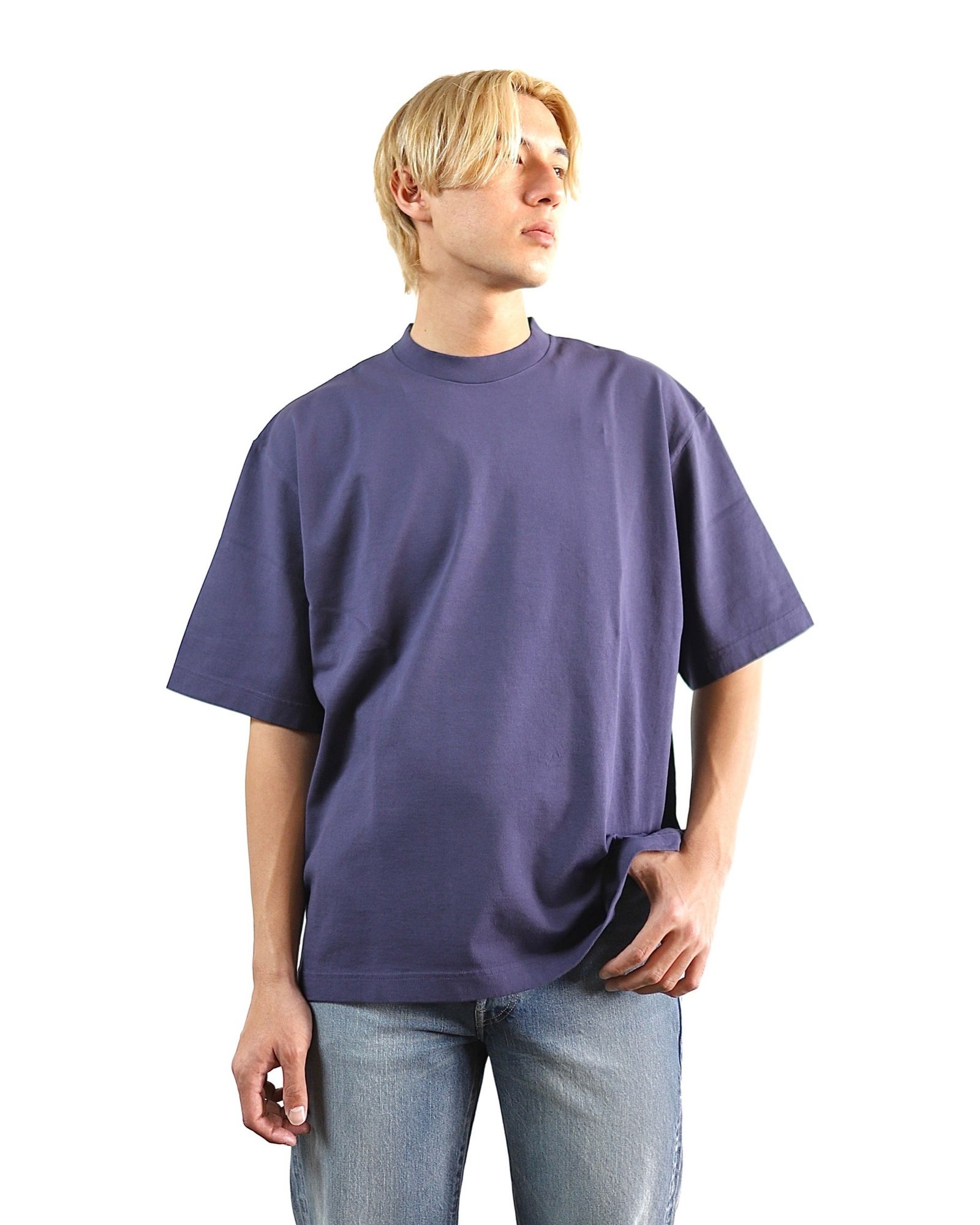 ブラームス24SS blurhms Piece-dyed Plain Tee(DarkPurpleNavy) style 2024.3.21