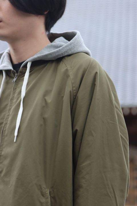 FreshService SWEAT HOODED SWING TOP"KHAKI×HEATHER GRAY"style