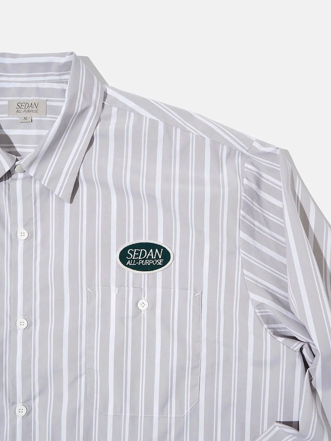 セダンオールパーパス23FW OVAL LOGO WORK SHIRT(SD23F-SH01)GREY STRIPE