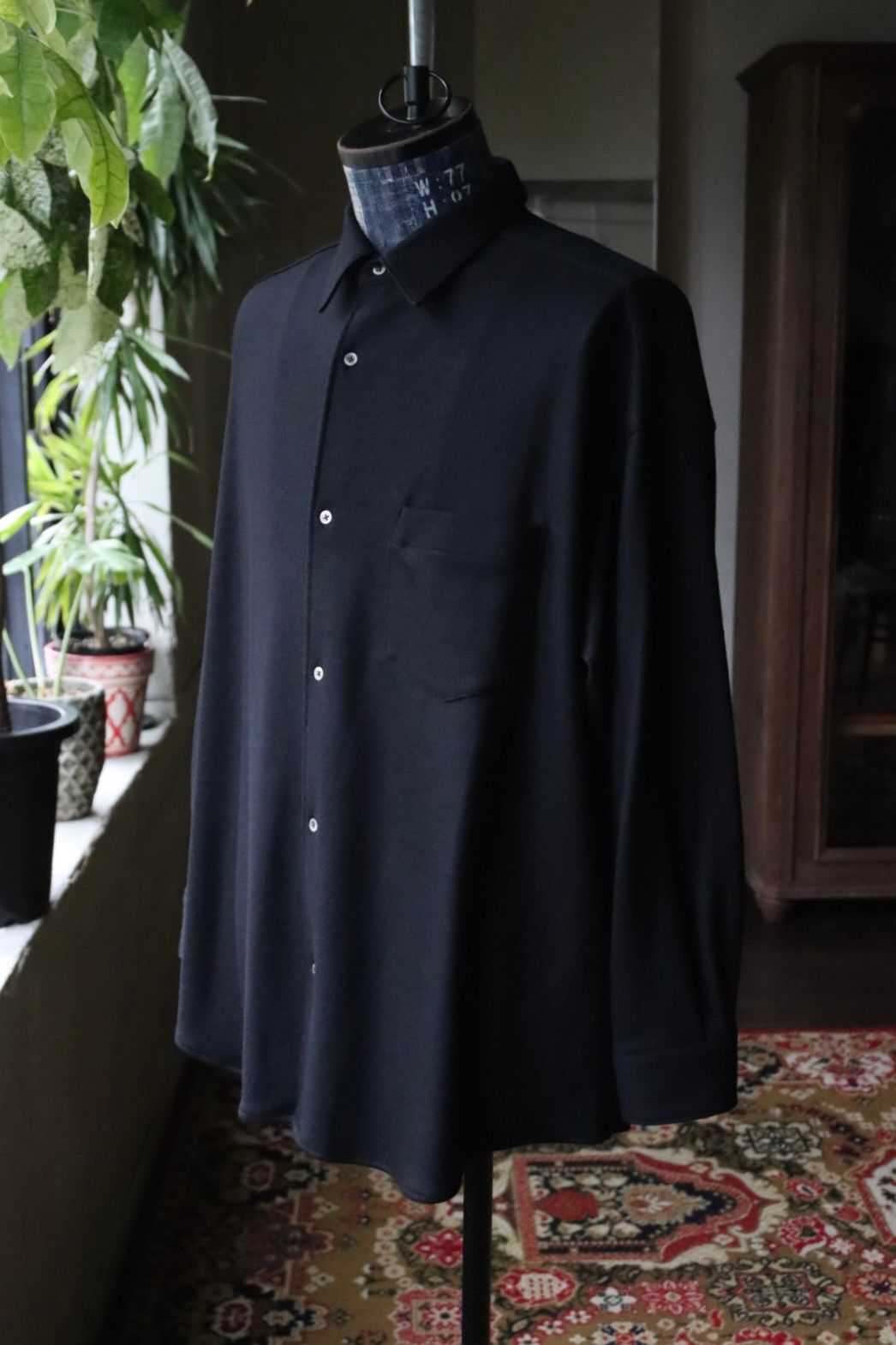 グラフペーパー 25AW Wool Smooth Flannel Oversized Regular Collar Shirt(GU253-50221B)BLACK☆10月4日(土)新作発売！