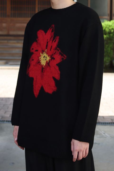 yohji yamamoto 花柄クルーネックニット(HX-K14-181) style.2021.8.29