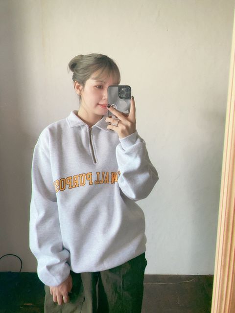 SEDAN ALL-PURPOSE FW23 Arch Logo Quarter Zip Sweatshirt"Ash"スタイル