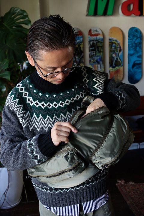 JUNYA WATANABE COMME des GARCONS MAN ウールジャガードニット"TOP GRAY"style.2021.10.26.