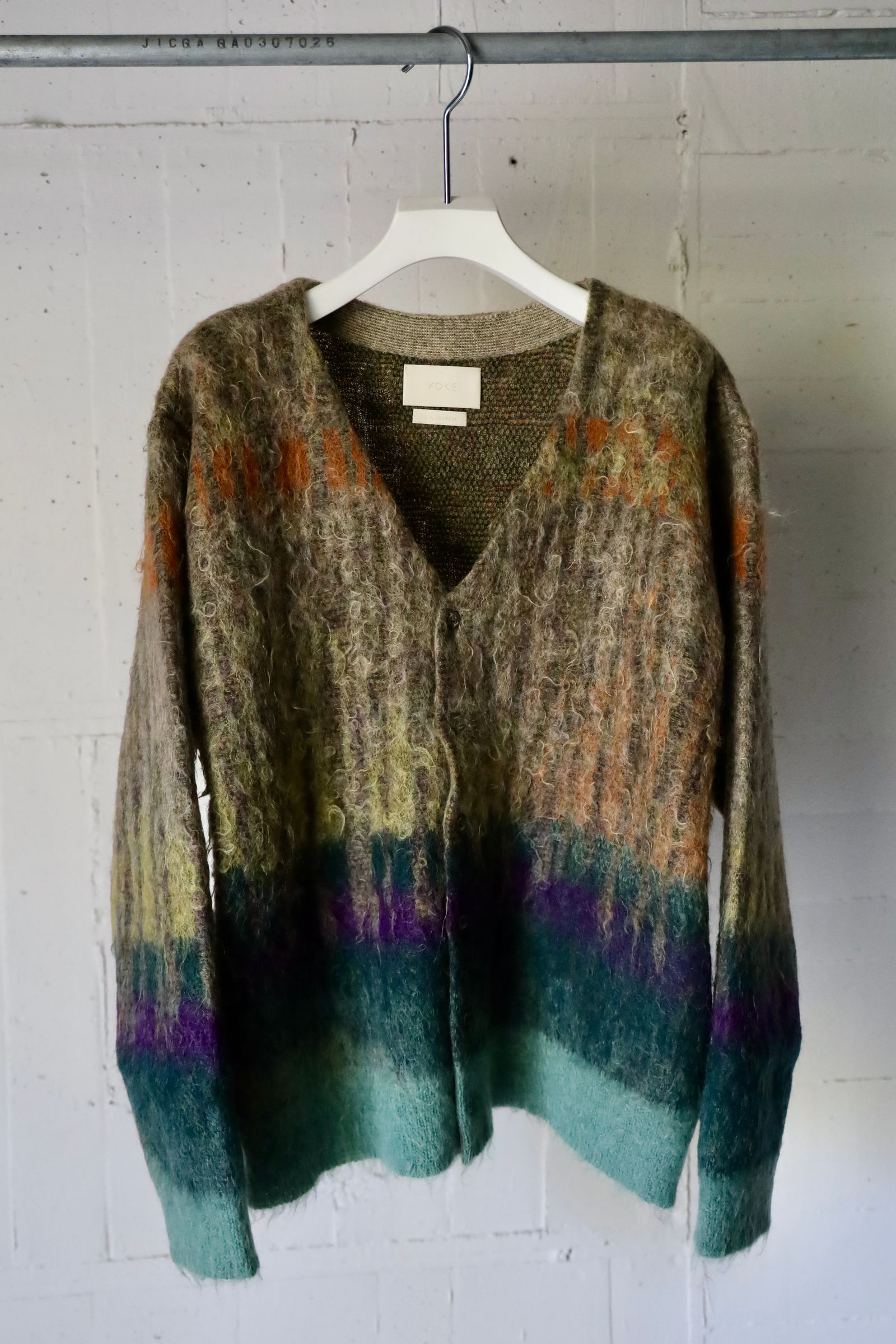 ヨーク25SS TREE JAQUARD MOHAIR BUTTONED CARDIGAN(YK25SS0958S)ORANGE