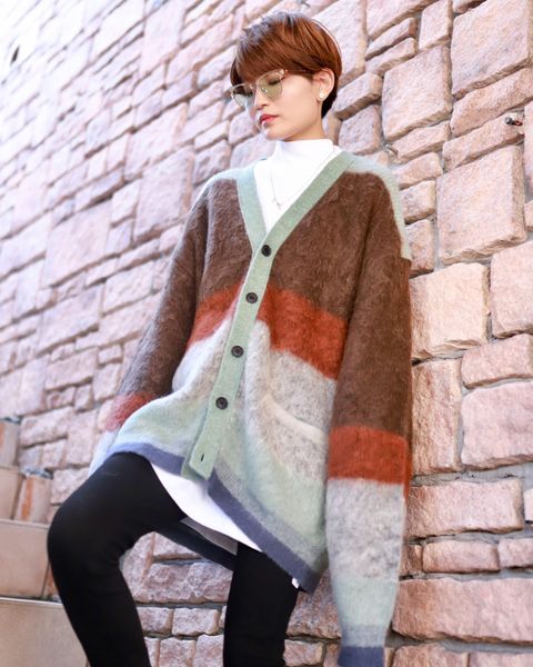YOKE 新作MOHAIR BORDER CARDIGAN style.2023.9.3