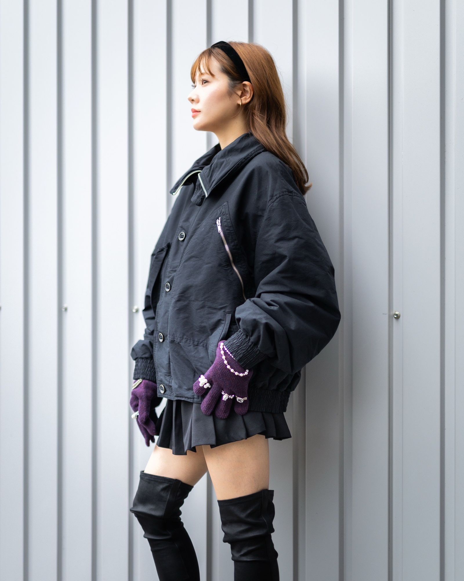 ヨーク 25FW "KATHARINE HAMNETT" Recycle Polyester Short Blouson(YK25FW01129B-KH)BLACK