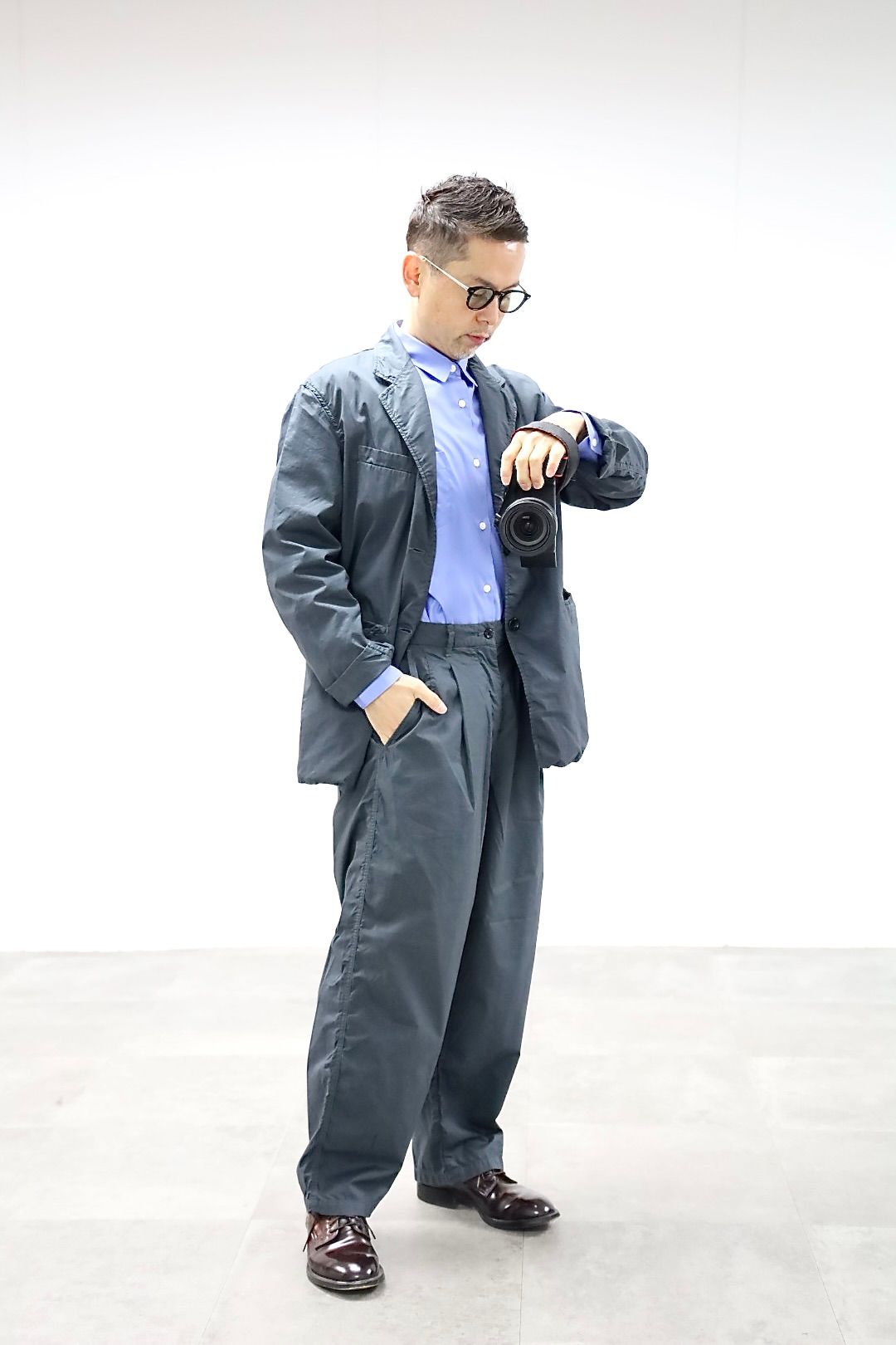 グラフペーパー 26SS Garment Dyed Typewriter Oversized Jacket(GU261-20099B)C.GRAY
