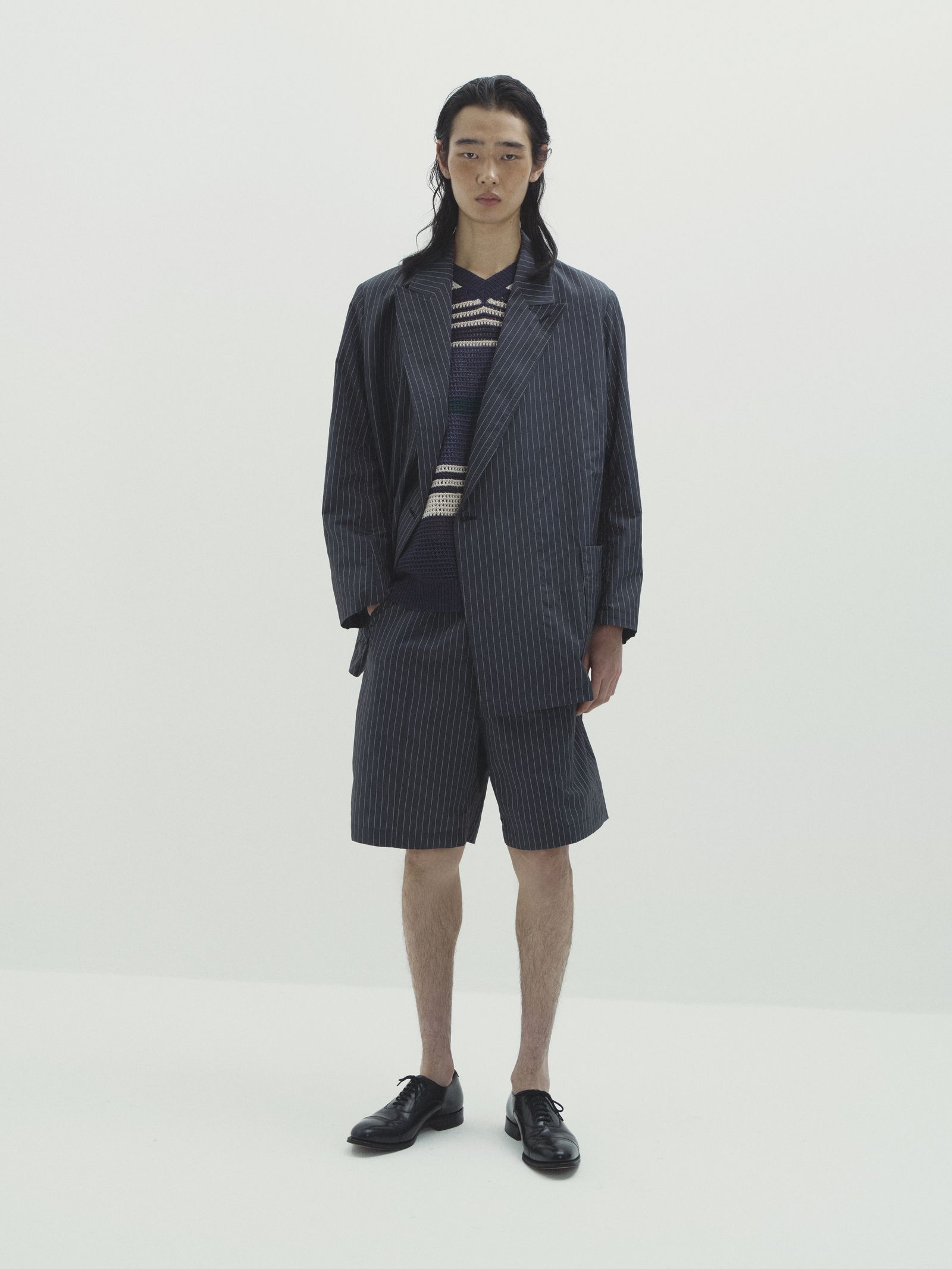 ヨーク24SS NYLON STRIPE WIDE SHORTS(YK24SS0709P) BLACK