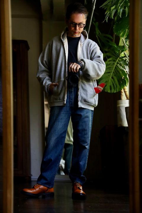 A.PRESSE Vintage Zip Sweat Hoodieスタイル