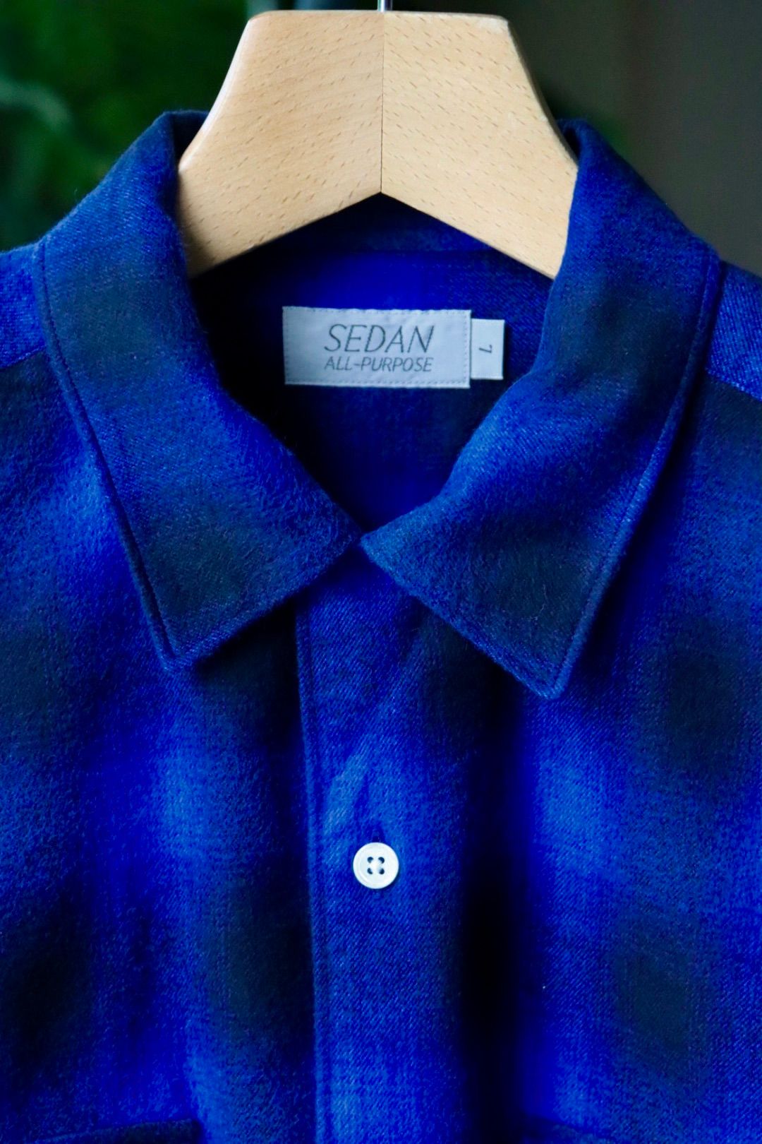 セダンオールパーパスFW23 Brushed Ombre Plaid Open Collar Shirt (SD23F-SH02)Blue Plaid