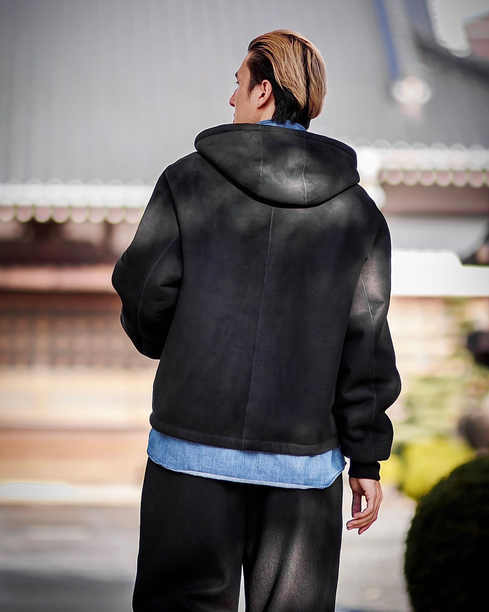 A.PRESSE - アプレッセ Mouton ZIP leather Hoodie(25SAP-01-02H